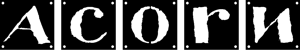 Acorn Theatre logo with each letter on a different square