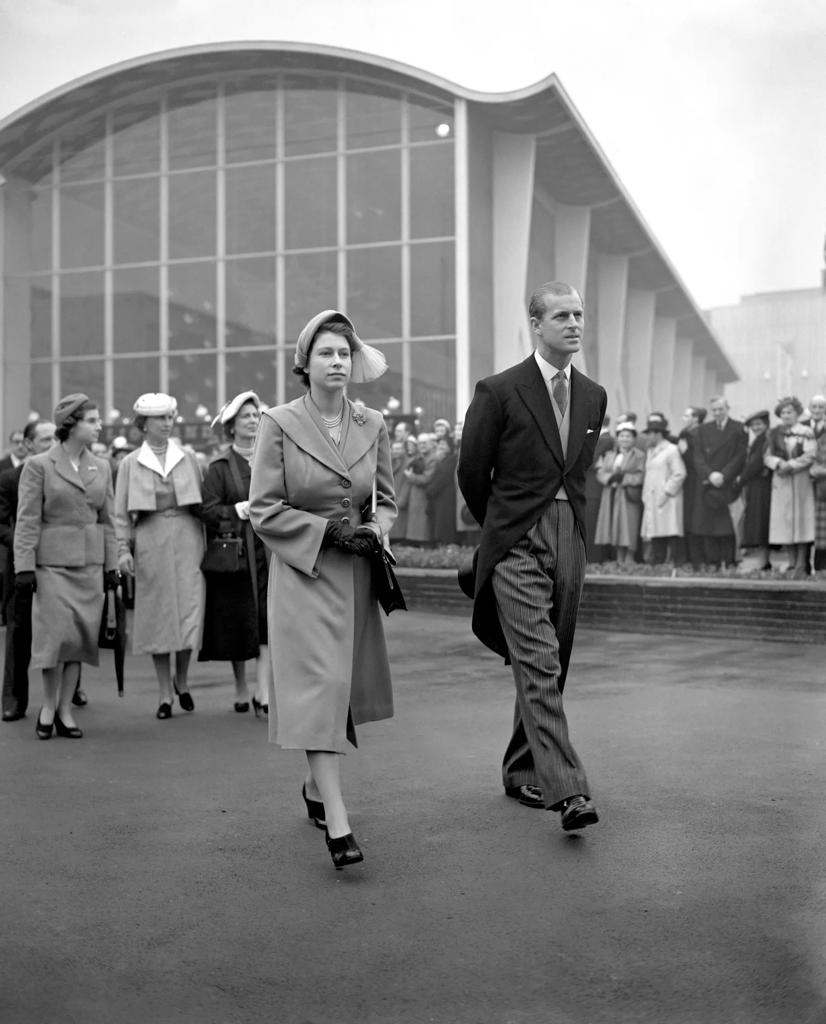An old photo of Queen Elizabeth and Prince Phillip visiting the Festival of Britain