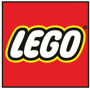LEGO logo in a red box with white lettering