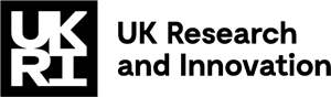 UKRI letters in a black square with text UK Research and Innovation logo