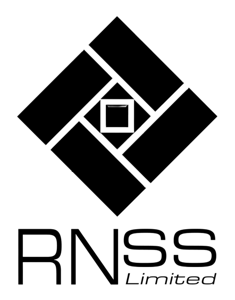 Black RNSS Limited Logo with geometric graphic above text